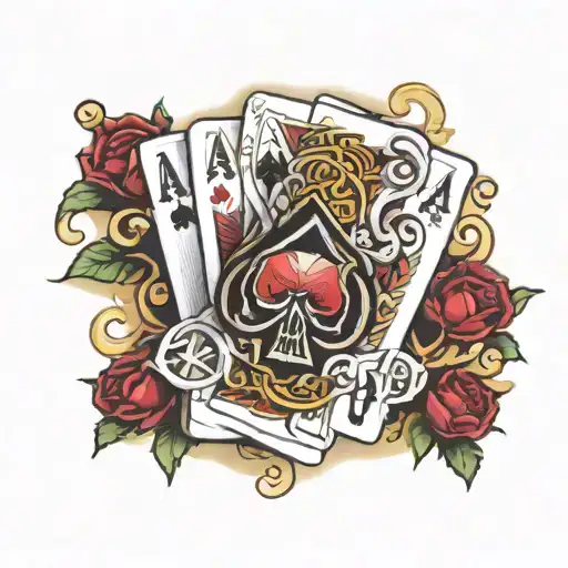 aces and eights poker hand   tattoo design idea