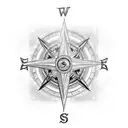 A majestic lion with a compass rose as its mane, symbolizing strength, guidance, and a sense of direction in life tattoo design idea