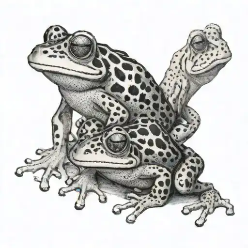 frogs metamorphosis black and white tattoo design idea