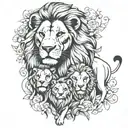 lion family tattoo design idea