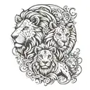 lion family tattoo design idea