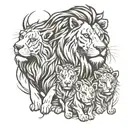 lion family tattoo design idea
