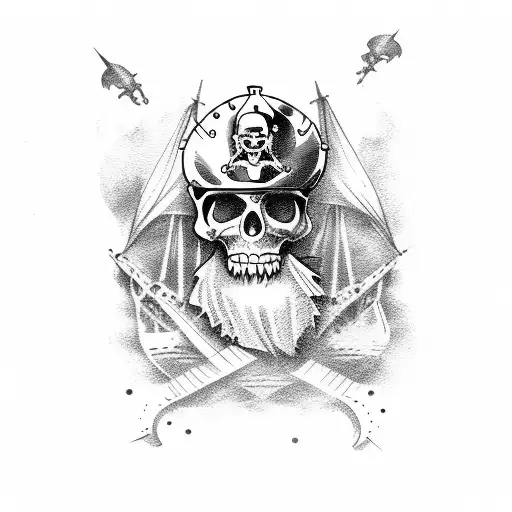 pirate ship tattoo design idea