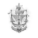pirate ship tattoo design idea