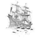 pirate ship tattoo design idea