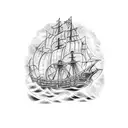 pirate ship tattoo design idea