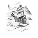 pirate ship tattoo design idea