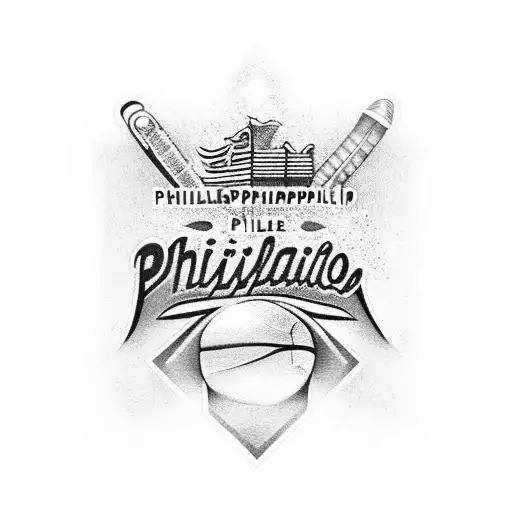philadelphia sports themed bicep sleeve with wave  tattoo design idea