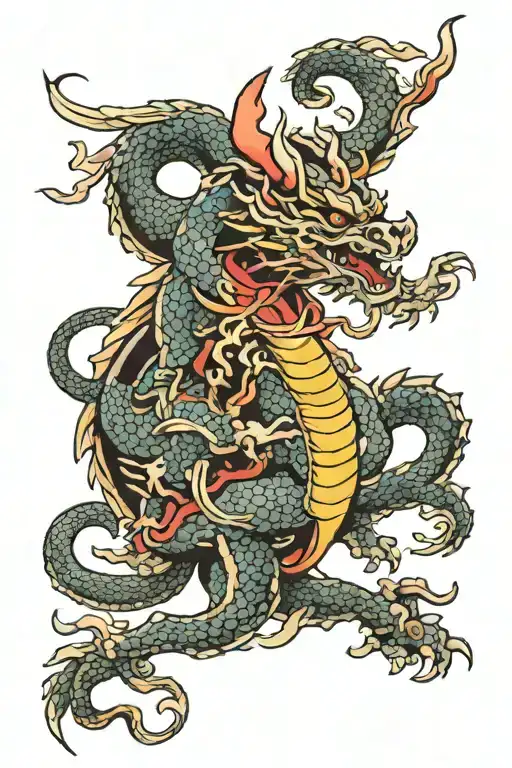 Dragon and Samurai tattoo design idea