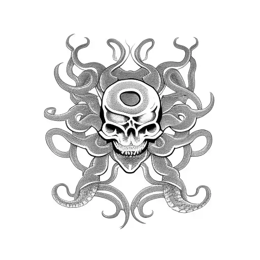 snake with hell flower tattoo design idea