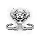 snake with hell flower tattoo design idea