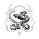 snake with hell flower tattoo design idea