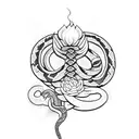snake with hell flower tattoo design idea