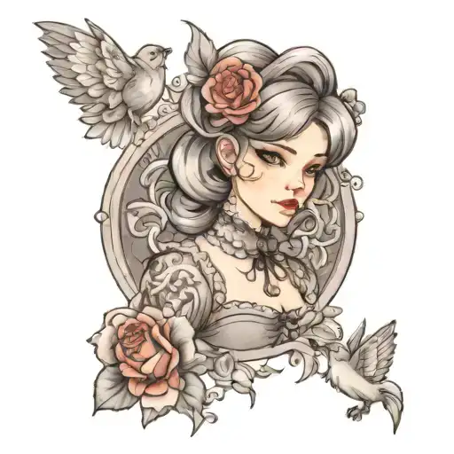 girl in gray lolita fashion  tattoo design idea