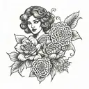 celtic mom daughter and son and a zinnia flower tattoo design idea