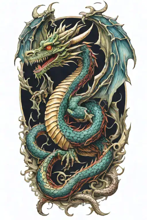 dragon thats visibly hurt tattoo design idea