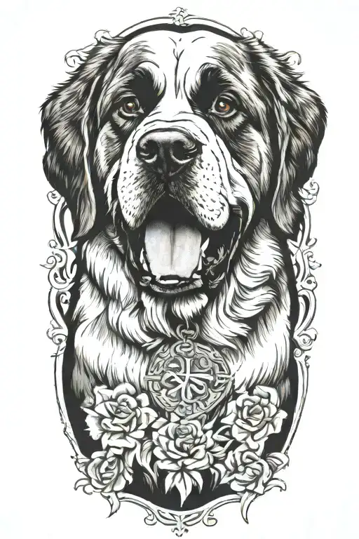 saint bernard dog facing straight tattoo design idea