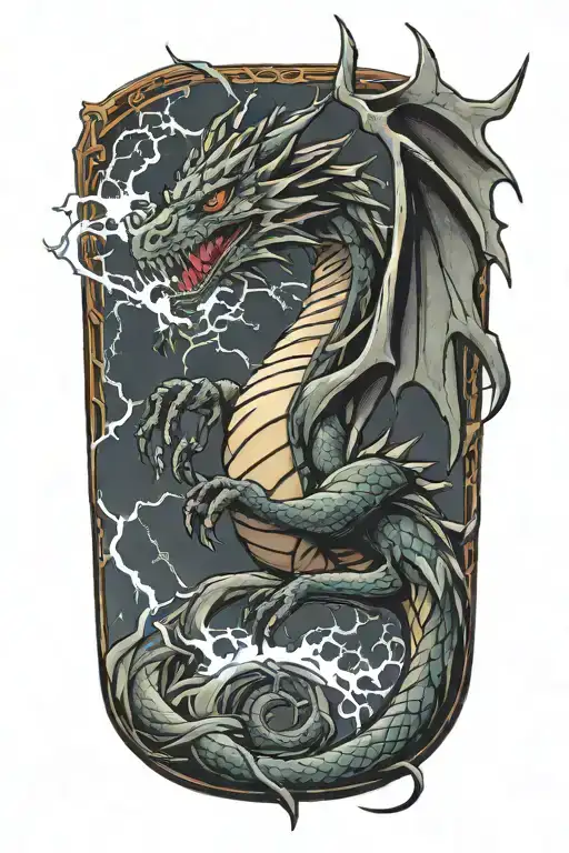 dragon wrapped around a lightning storm tattoo design idea