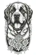 saint bernard dog facing straight tattoo design idea