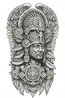 aztec inspired hooded winged angel tattoo design idea