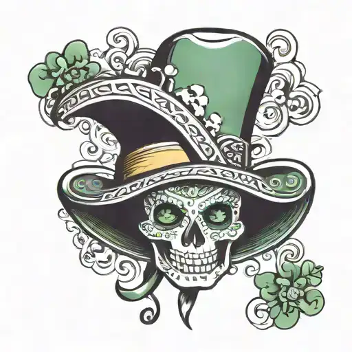 shamrock with a sombrero  tattoo design idea