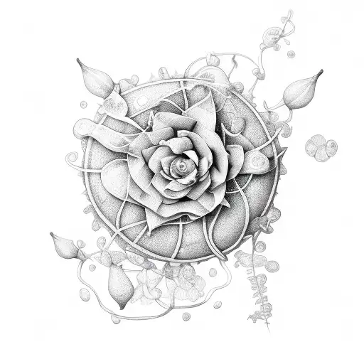 tropical flower droplets vines tattoo design idea
