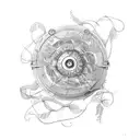 Vintage film reel entwined with vines of flowers tattoo design idea