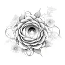 Vintage film reel entwined with vines of flowers tattoo design idea