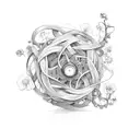 Vintage film reel entwined with vines of flowers tattoo design idea