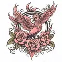 Phoenix rising from ashes pink girly floral  tattoo design idea