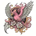 Phoenix rising from ashes pink girly floral  tattoo design idea