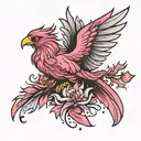 Phoenix rising from ashes pink girly floral  tattoo design idea