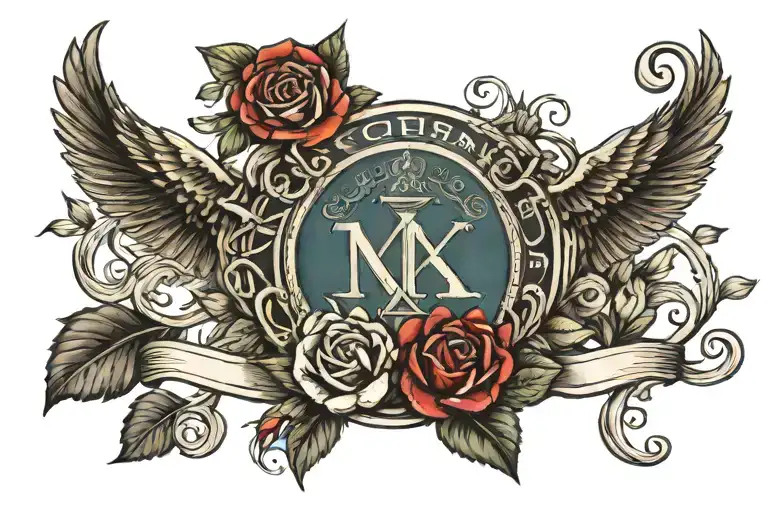 thigh tattoo roman numerals 05/05/1978 with the Colombian flag colors inside and rose vine wrapped around the whole thin tattoo design idea