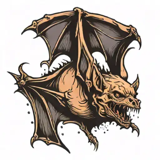 bat hanging upside tattoo design idea