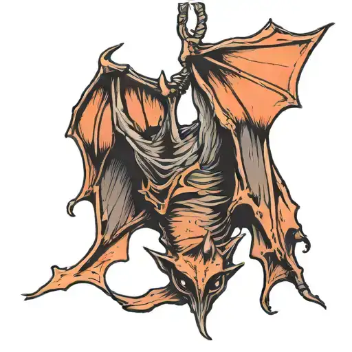 bat hanging upside tattoo design idea