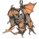 bat hanging upside tattoo design idea