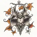 bat hanging upside tattoo design idea