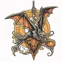 bat hanging upside tattoo design idea