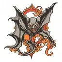 bat hanging upside tattoo design idea