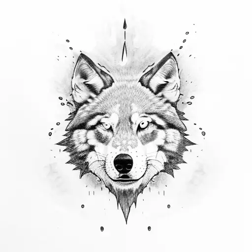 lobo con agua tattoo design idea