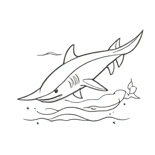  little shark with pack your bags in black and white tattoo design idea