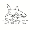  little shark with pack your bags in black and white tattoo design idea