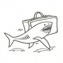  little shark with pack your bags in black and white tattoo design idea