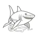  little shark with pack your bags in black and white tattoo design idea