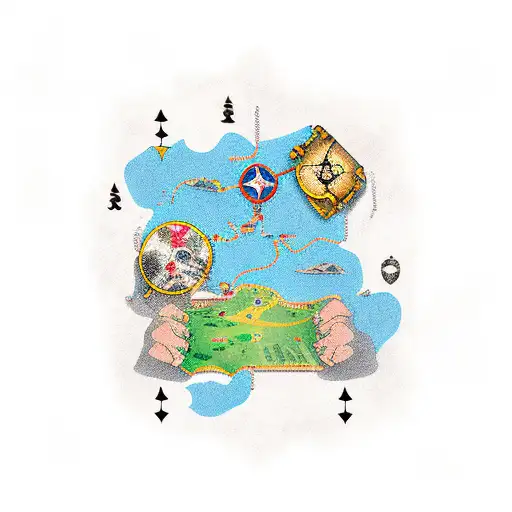 treasure map,Wrestling tattoo design idea