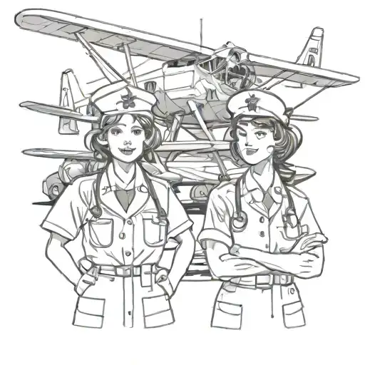 nurse and pilot tattoo design idea