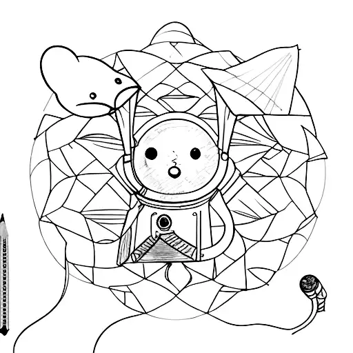 A sketchbook with a pencil and computer mouse intertwined tattoo design idea
