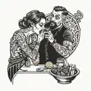girl feeding guy tattoo design idea