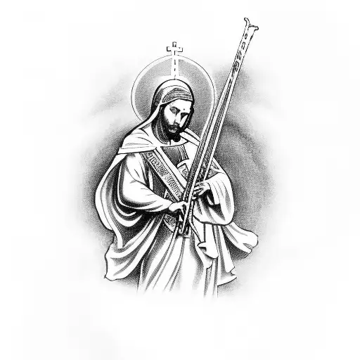 St. Gabriel the Archangel playing a musical instrument tattoo design idea