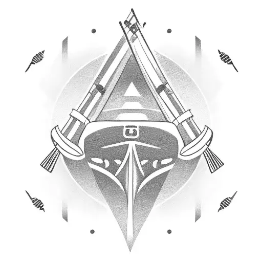 competition rowing boat tattoo design idea